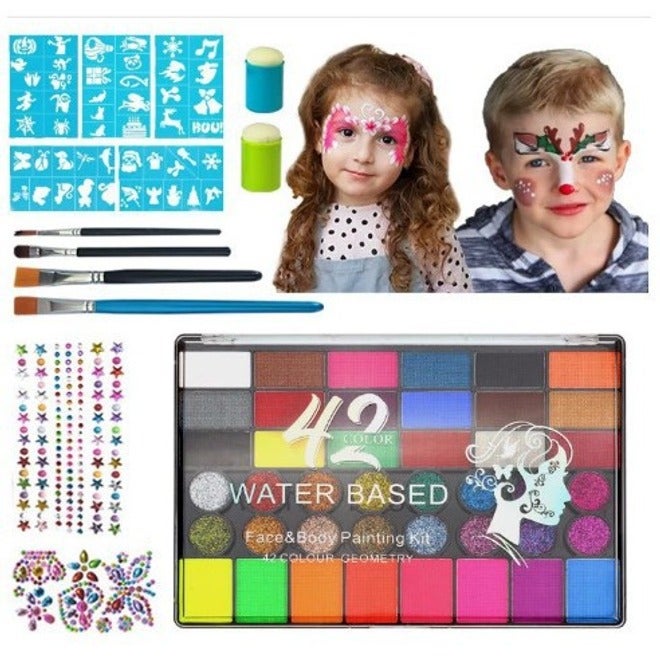 Face Painting Kit for Kids, Split Cake Water Activated Face Paint Palette, Body Paint for Adults, Non Toxic Makeup Professional for Cosplay,Parties, Birthdays - Image 1