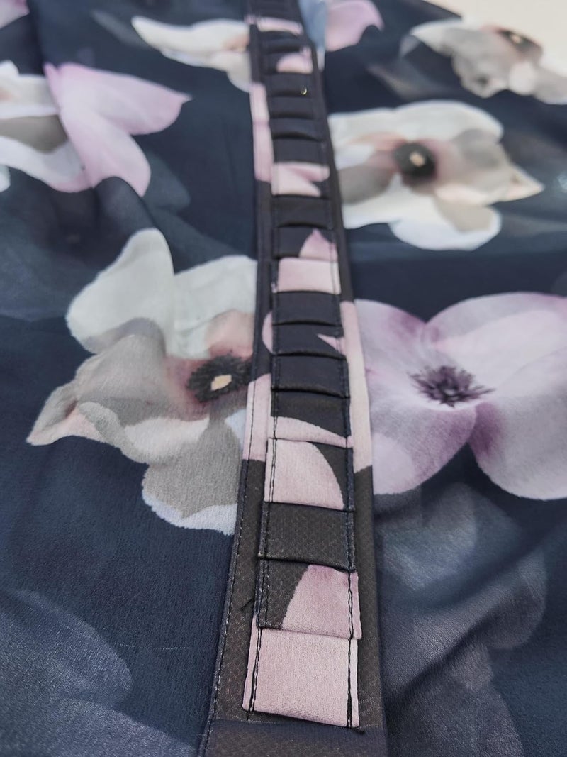 Sidhidata Women's Georgette Digital Printed Ready To Wear Saree with Unstitched Blouse Piece - Black Floral Design - Image 2