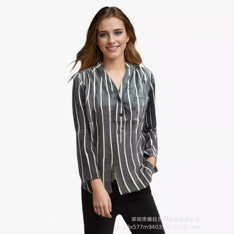 Striped Print Loose Blouse for Women - Image 4