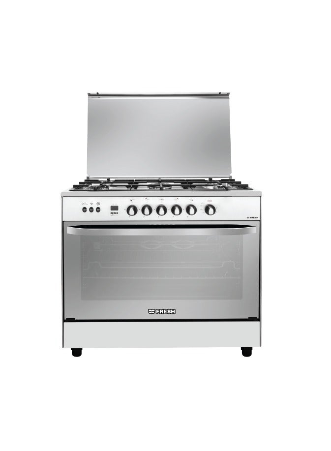 Fresh 5-burner stove, 90 cm, Hammer stainless steel, digital fan, combustion chambers, safety thermostat 3514