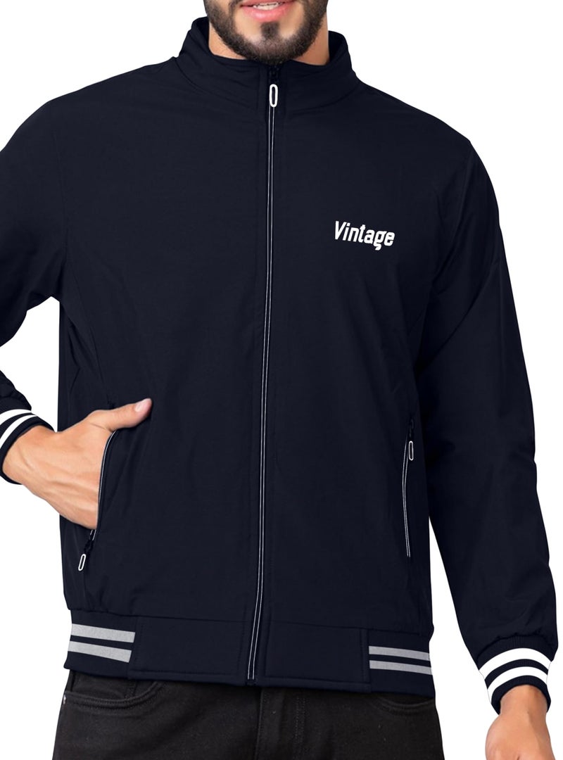 FTX Men Solid Full Sleeve Blue Color Regular Fit Windcheater Casual Jacket - Image 3