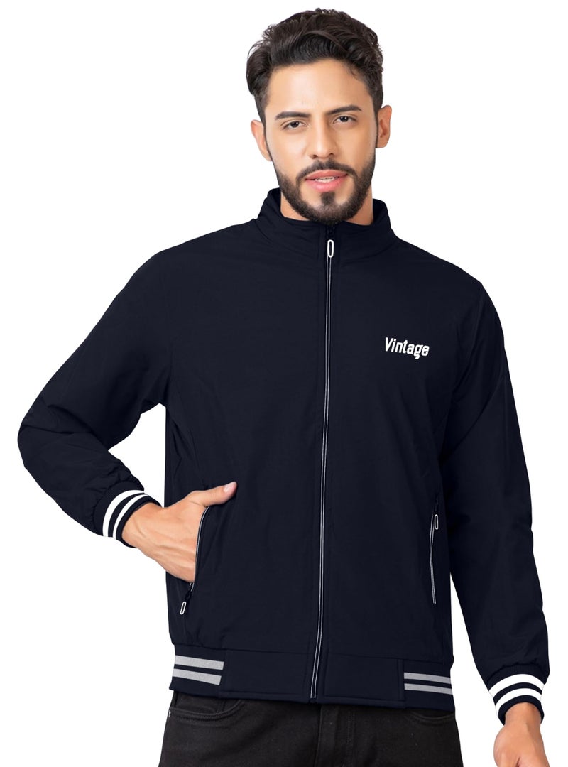 FTX Men Solid Full Sleeve Blue Color Regular Fit Windcheater Casual Jacket - Image 5