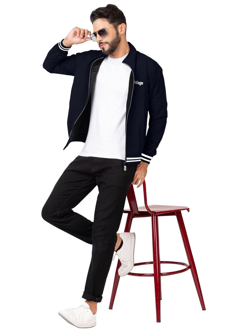 FTX Men Solid Full Sleeve Blue Color Regular Fit Windcheater Casual Jacket - Image 4