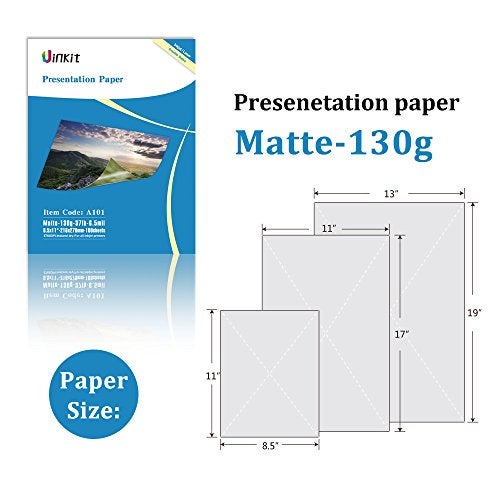Uinkit Brochure Paper Glossy Double Sided 8.5x11 Inkjet 37lb 140gsm Dye ink Thin Photo Picture Flyer Calendar Magazine CD Cover letter (100, 11x17-matte) - Image 2