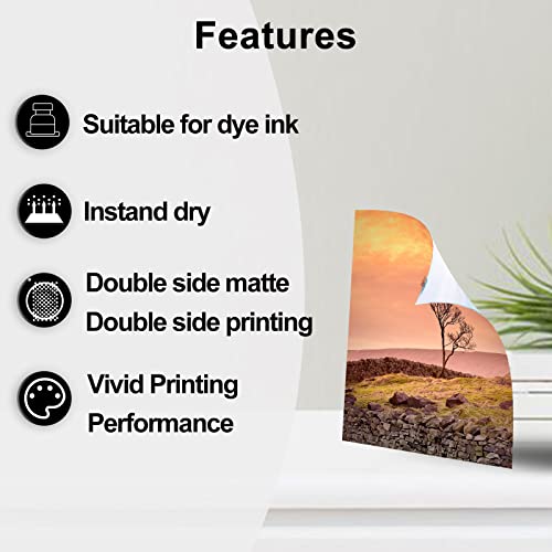 Uinkit Brochure Paper Glossy Double Sided 8.5x11 Inkjet 37lb 140gsm Dye ink Thin Photo Picture Flyer Calendar Magazine CD Cover letter (100, 11x17-matte) - Image 5