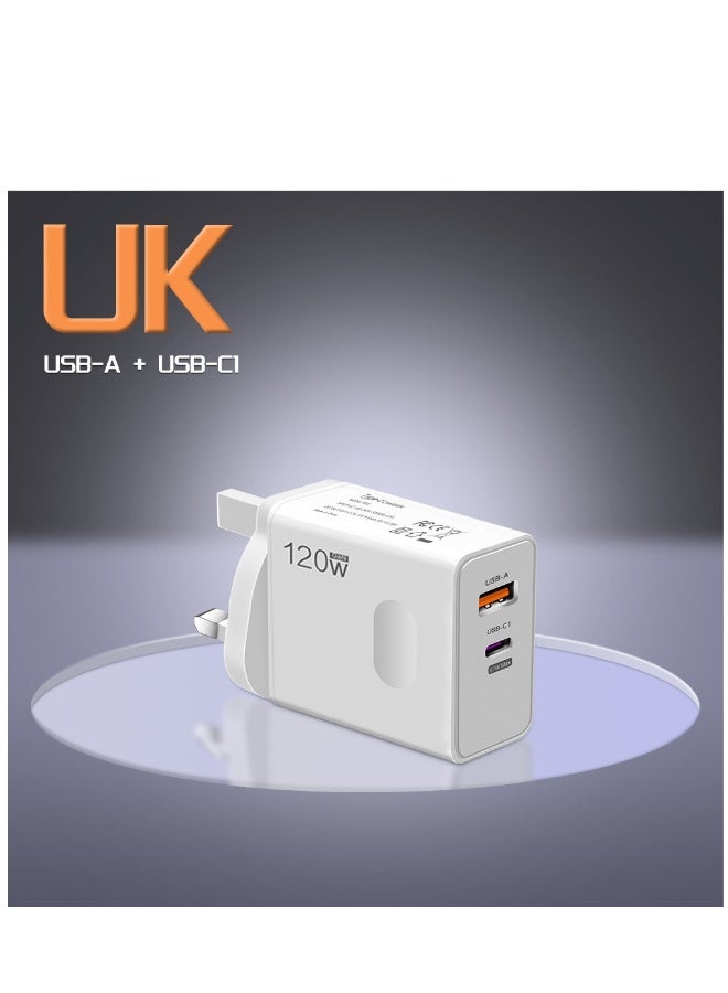 Topleo 120W UK 2 Ports Multifunctional Super Fast Charging Adapter Mobile Phone Charger Travel Power Adapter White - Image 2