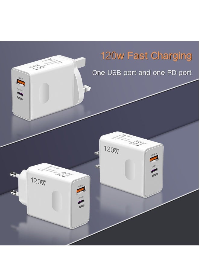 Topleo 120W UK 2 Ports Multifunctional Super Fast Charging Adapter Mobile Phone Charger Travel Power Adapter White - Image 5