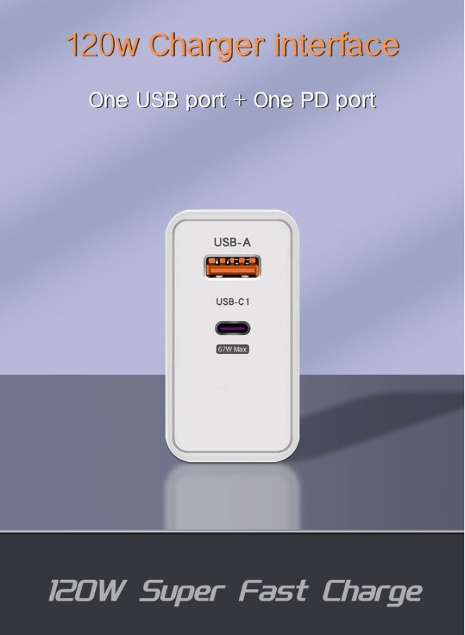 Topleo 120W UK 2 Ports Multifunctional Super Fast Charging Adapter Mobile Phone Charger Travel Power Adapter White - Image 4