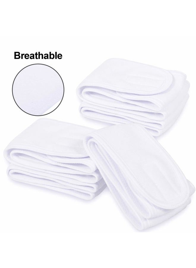 Whaline Spa Facial Headband Head Wrap Terry Cloth Headband 4 Counts Stretch Towel for Bath, Makeup and Sport (White) - Image 3