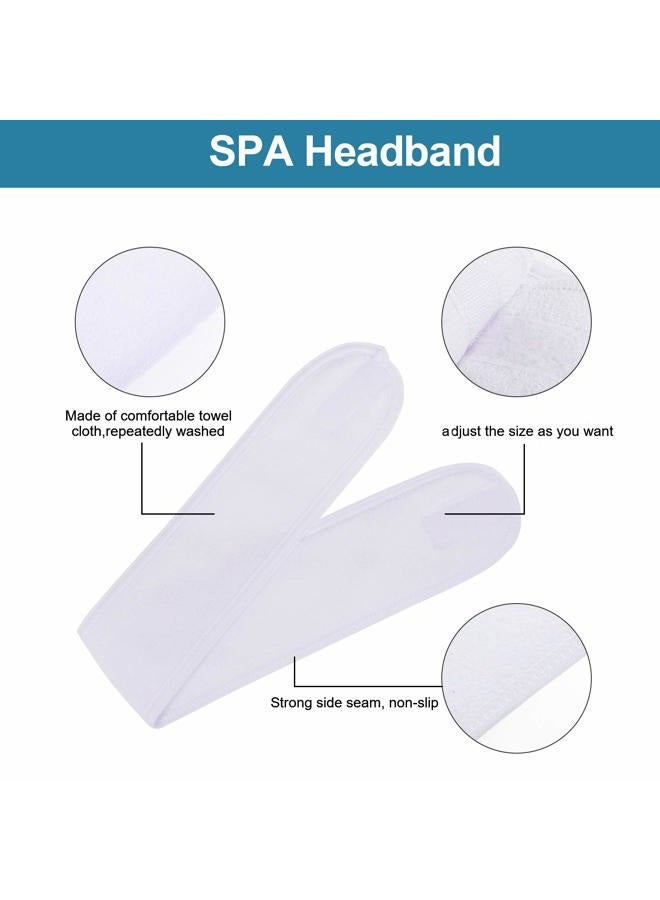 Whaline Spa Facial Headband Head Wrap Terry Cloth Headband 4 Counts Stretch Towel for Bath, Makeup and Sport (White) - Image 4