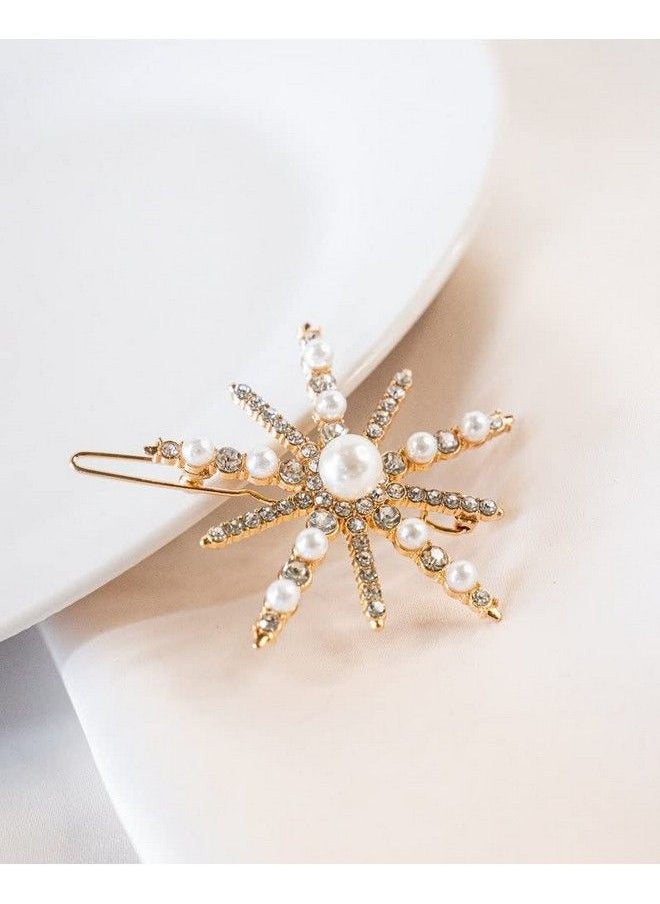 ANNACREATIONS - 5 Piece Korean Style Pearl Metal Hair Clips Plastic Pearl Barrettes Hairpin For Women & Girls(White) - Image 1