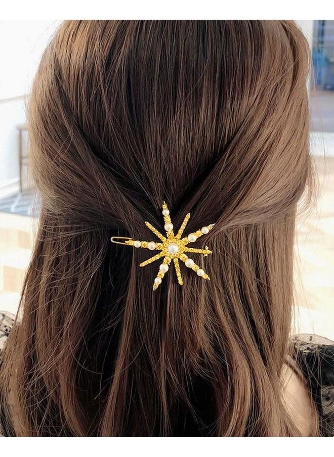 ANNACREATIONS - 5 Piece Korean Style Pearl Metal Hair Clips Plastic Pearl Barrettes Hairpin For Women & Girls(White) - Image 1