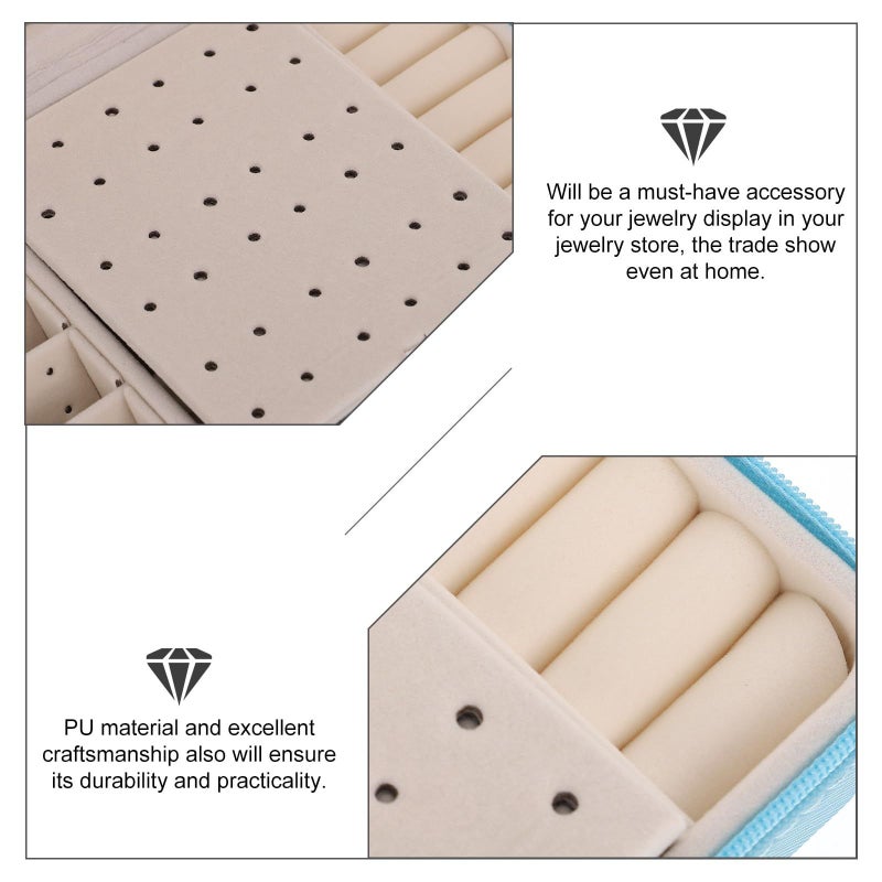 Light Blue SUPVOX Portable Jewelry Storage Case Travel Organizer with Zipper for Rings Earrings - Image 4