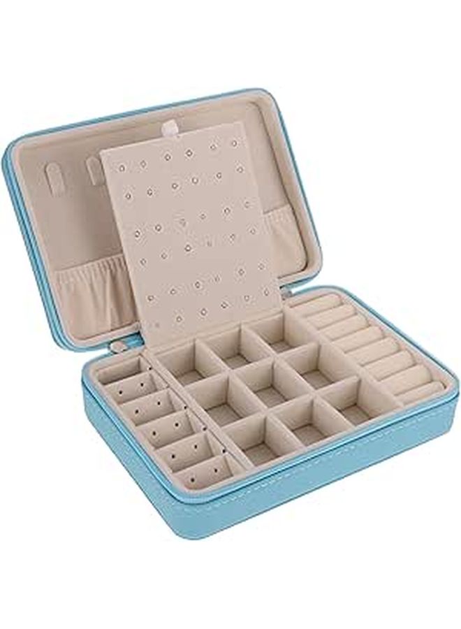 Light Blue SUPVOX Portable Jewelry Storage Case Travel Organizer with Zipper for Rings Earrings - Image 1