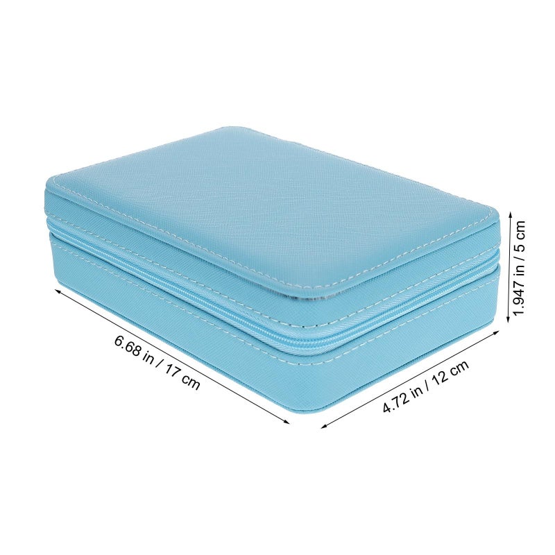 Light Blue SUPVOX Portable Jewelry Storage Case Travel Organizer with Zipper for Rings Earrings - Image 3