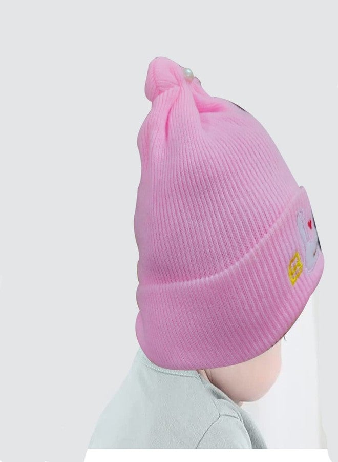 COOL INDIANS Stylish Combo Baby Winter Cap & Baby Bibs | New Born Baby Kid's Cap | Cotton Baby Bibs/Baby Apron with Titch Button I Woolen Cap for Kid's Boy's & Girl's (0-3 Months, LPINK Beige) - Image 4