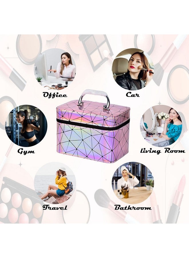 QUICK SHEL Makeup Pouch Set, Multipurpose Cosmetic Pouch Organizer Bag for Women Girls Travel Waterproof Toiletry Storage Kit, Vanity with Toiletries Bags & Make up (Pink) (21cm x 12cm x 14cm) - Image 4