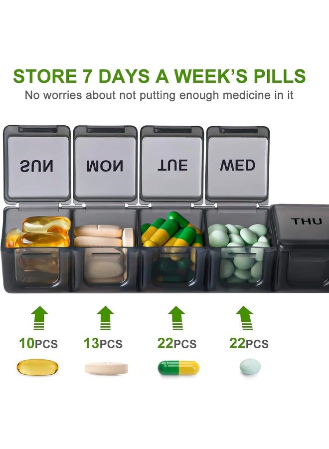 Zaid Extra Large Weekly Pill Organizer, Weekly Pill Box, 7 Day Pill Case, Oversize Daily Medicine Pill Dispenser, Daily Pill Cases for Pills/Vitamin/Fish Oil/Supplements - Image 2