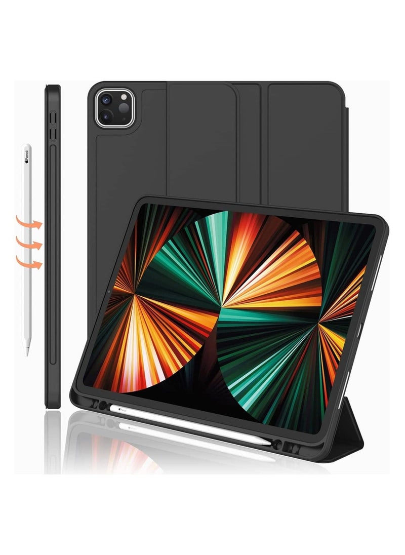New iPad Pro 12.9 Case 2022(6th Gen)/2021(5th Gen) with Pencil Holder [Support iPad 2nd Pencil Charging/Pair],Trifold Stand Smart Case with Soft TPU Back,Auto Wake/Sleep - Image 1
