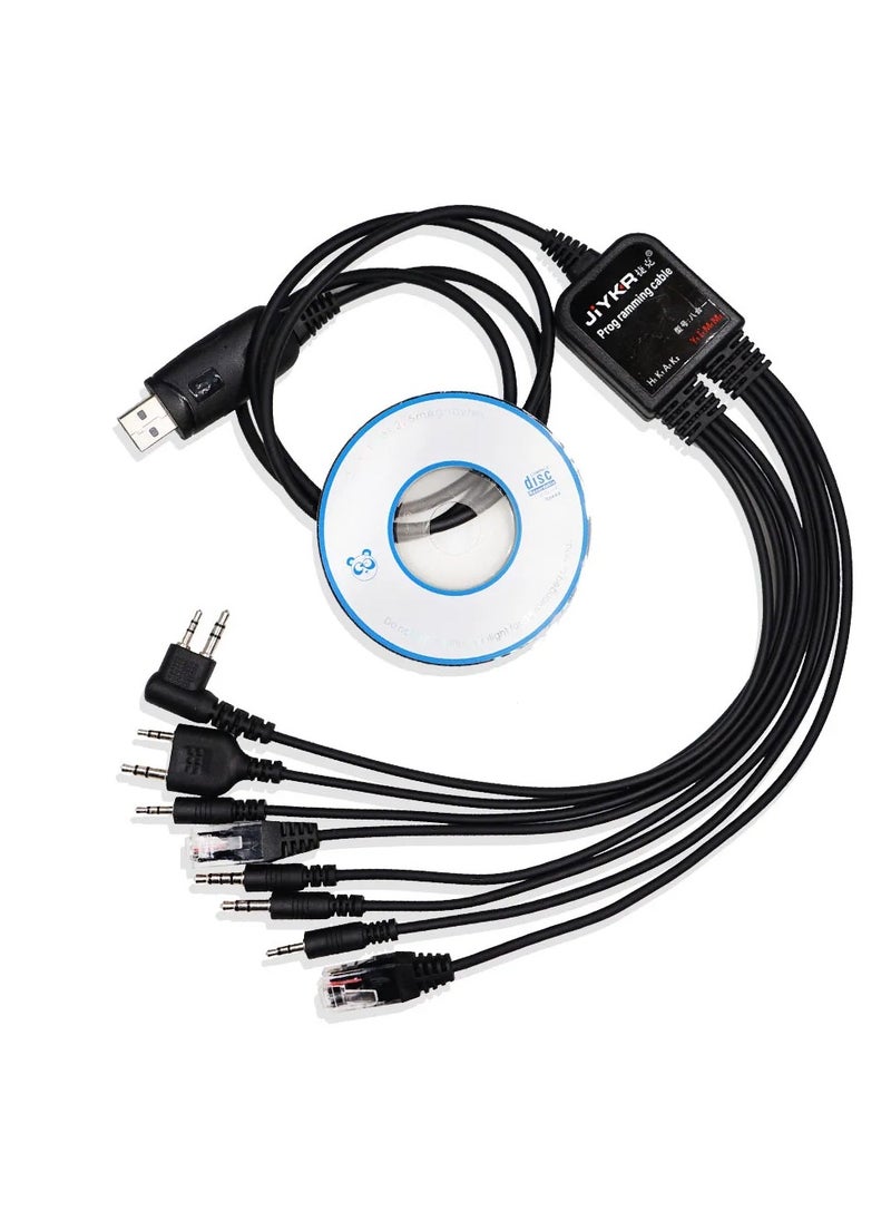 Generic - Multi-functional USB Walkie Talkie Programming Cable with CD Baofeng UV5R UV82 for Tyt Kenwood Motorola Yaesu Hyt Radio - Image 1