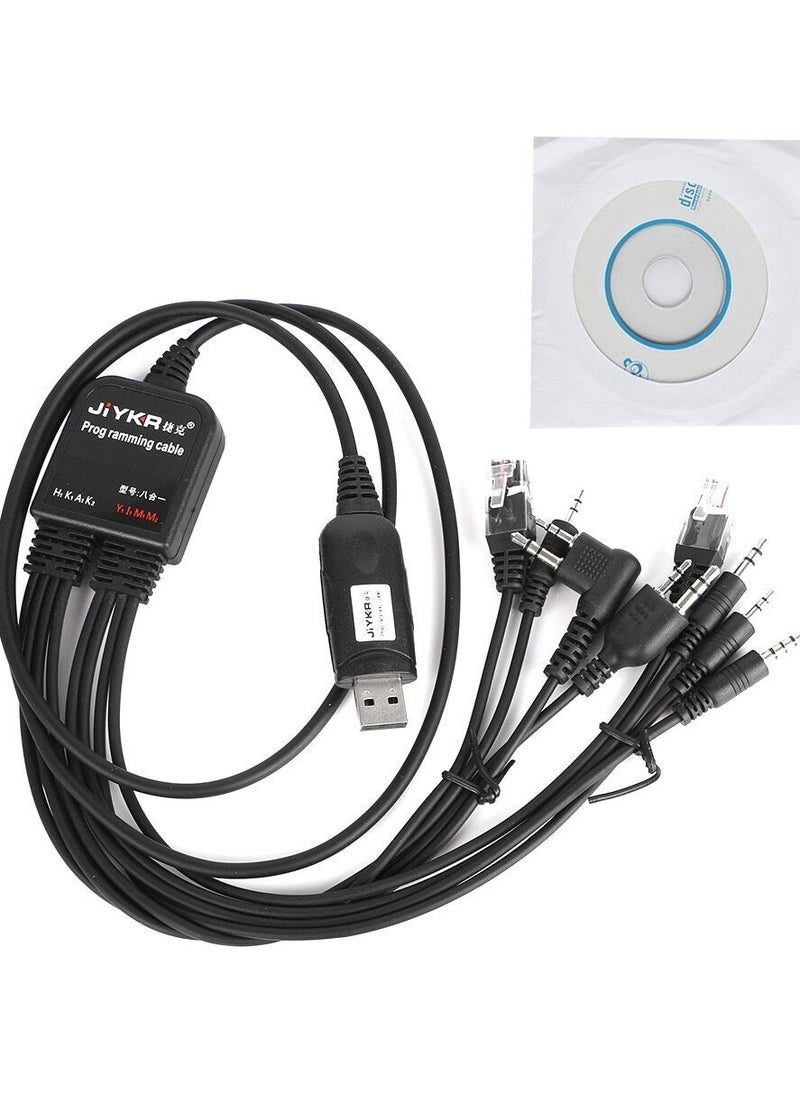 Generic - Multi-functional USB Walkie Talkie Programming Cable with CD Baofeng UV5R UV82 for Tyt Kenwood Motorola Yaesu Hyt Radio - Image 1