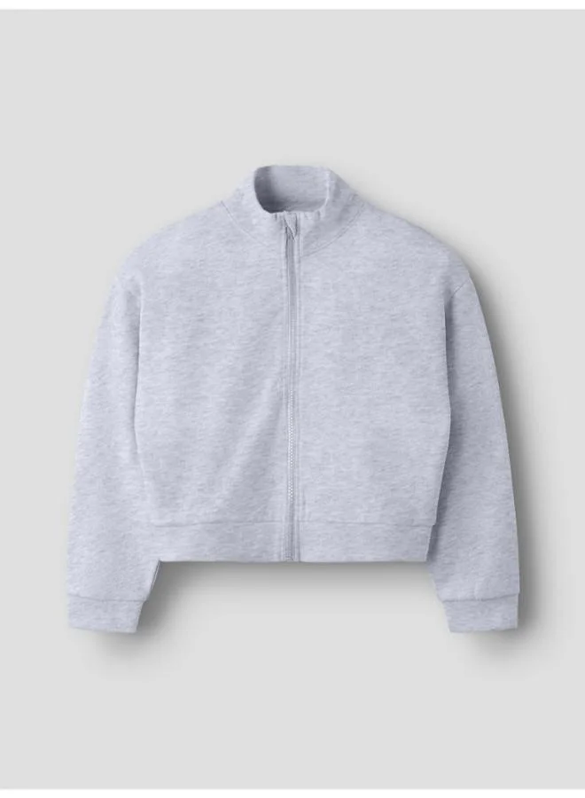 Name It Light Grey Melange Kids Casual Zipup Cardigan for Women | Best Price UAE