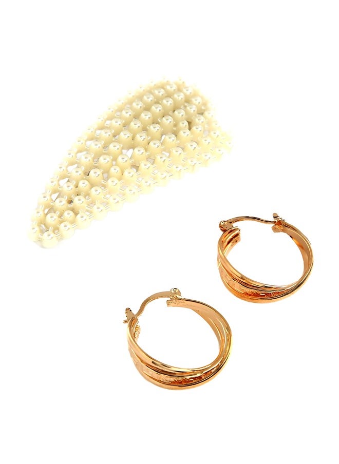 Just Peachy Just Peachy Women?s Gold-Toned Contemporary Earring Combo ? Studs & Clip-On Earrings Set, Elegant Modern Design, Versatile Gold Finish, Ideal for Any Occasion, Comfortable Fit for Non-Pierced Ears  - Image 1