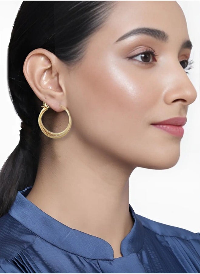 Just Peachy Just Peachy Women?s Gold-Toned Contemporary Earring Combo ? Studs & Clip-On Earrings Set, Elegant Modern Design, Versatile Gold Finish, Ideal for Any Occasion, Comfortable Fit for Non-Pierced Ears  - Image 2