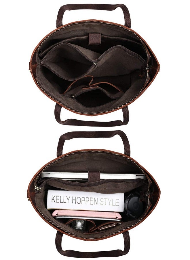 S-ZONE Vintage Genuine Leather Shoulder Bag Work Totes for Women Purse Handbag with Back Zipper Pocket Large - Image 4