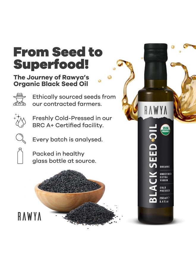 RAWYA Black Seed Oil - Cold Pressed - Turkish Black Cumin Seed - Premium Nigella Sativa with Thymoquinone - Kalonji - Non-GMO, Gluten-Free - Nutritional Supplements - Extra Strong Taste - 8.4 Fl Oz - Image 3