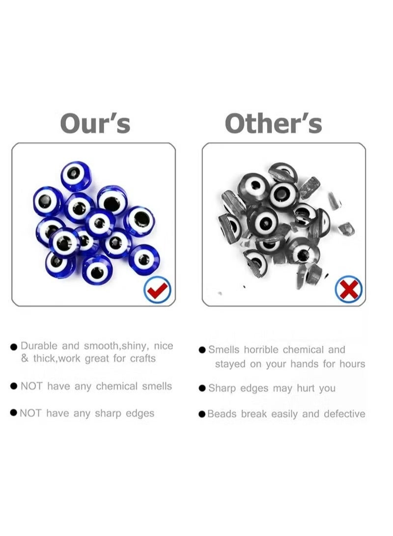 خرز عين الشر ، جولة العين الشر اليدوية الراتنج الخرز ، سحر جولة العين الشر فاصل الخرز اليدوية ل DIY مجوهرات سوار القرط قلادة الحرفية صنع ، أزرق ، 200 جهاز كمبيوتر شخصى - Image 3