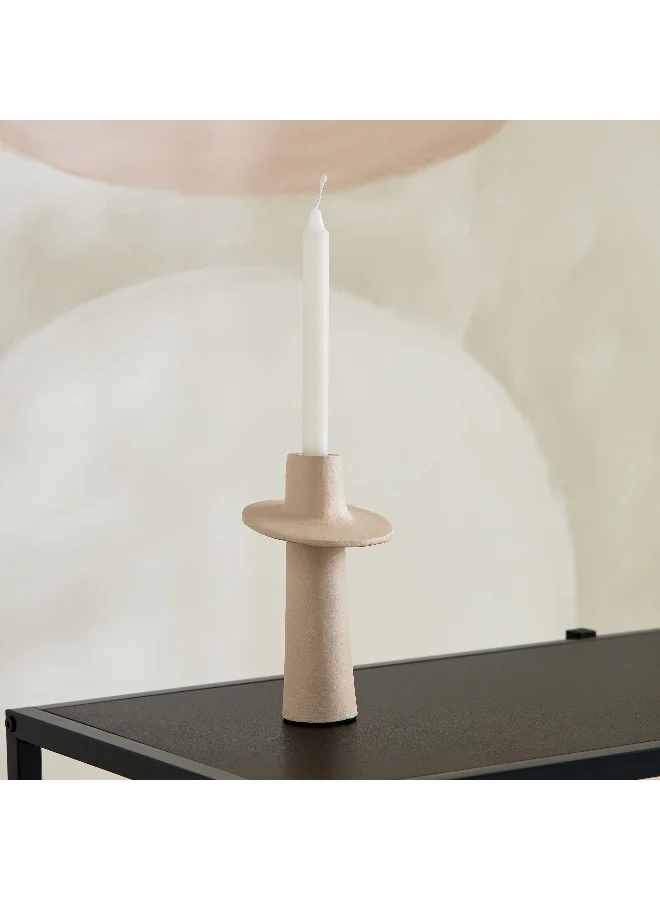 Home Box Lysi Aluminium Stuco Finish Candleholder - 10x10x16.5 cm