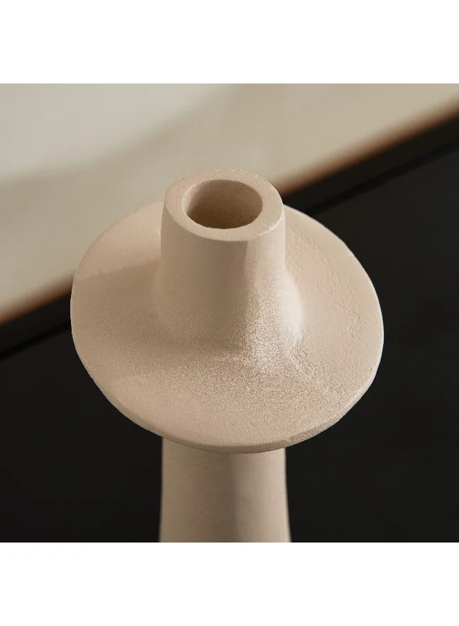 Home Box Lysi Aluminium Stuco Finish Candleholder - 10x10x16.5 cm