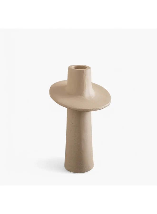 Home Box Lysi Aluminium Stuco Finish Candleholder - 10x10x16.5 cm