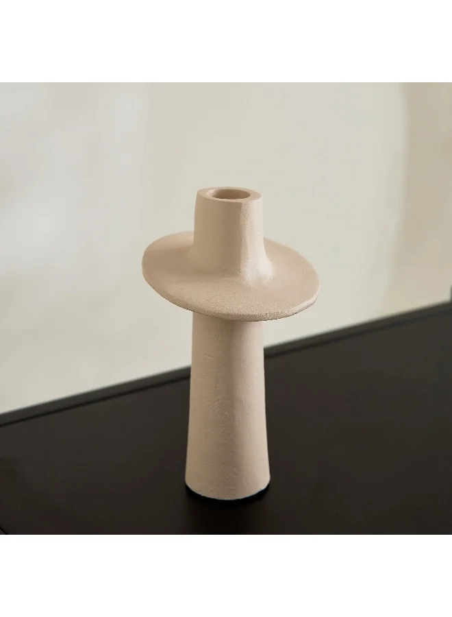 Home Box Lysi Aluminium Stuco Finish Candleholder - 10x10x16.5 cm