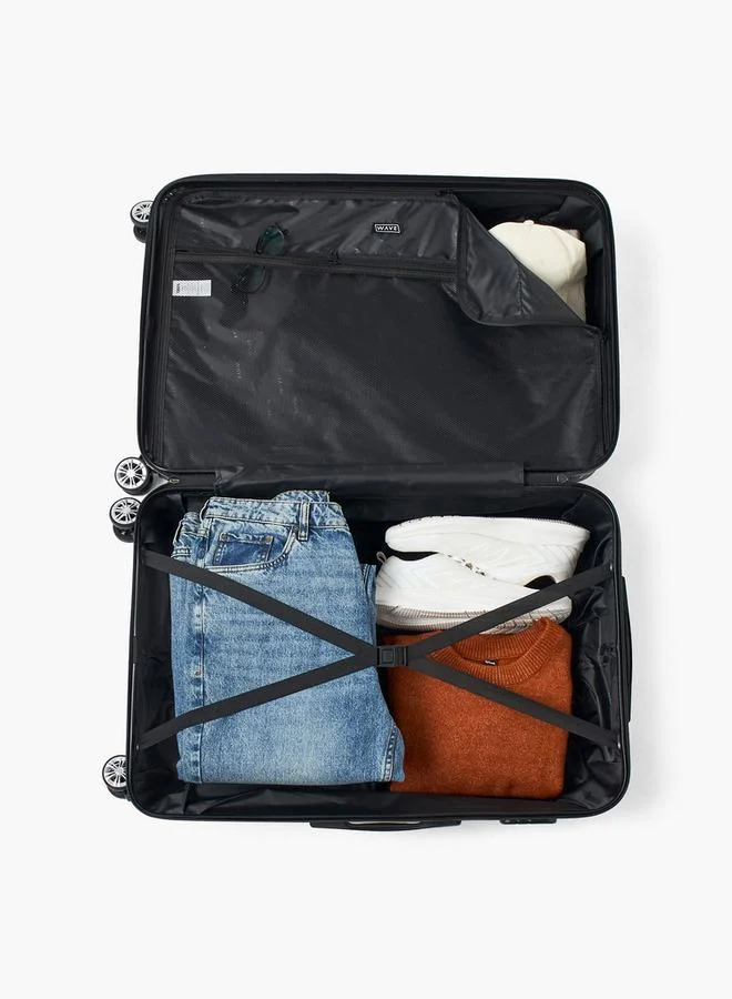 Wave SILVER Textured Hardcase Luggage Trolley With Retractable Handle - 28 Inches Check-In Bag  | Best Price UAE