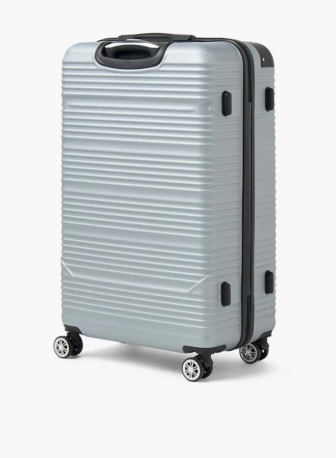 Wave SILVER Textured Hardcase Luggage Trolley With Retractable Handle - 28 Inches Check-In Bag  | Best Price UAE