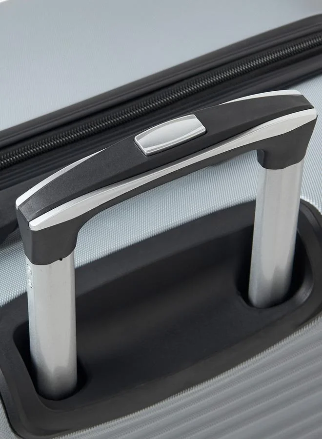 Wave SILVER Textured Hardcase Luggage Trolley With Retractable Handle - 28 Inches Check-In Bag  | Best Price UAE