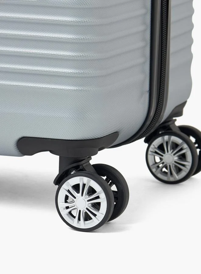 Wave SILVER Textured Hardcase Luggage Trolley With Retractable Handle - 28 Inches Check-In Bag  | Best Price UAE