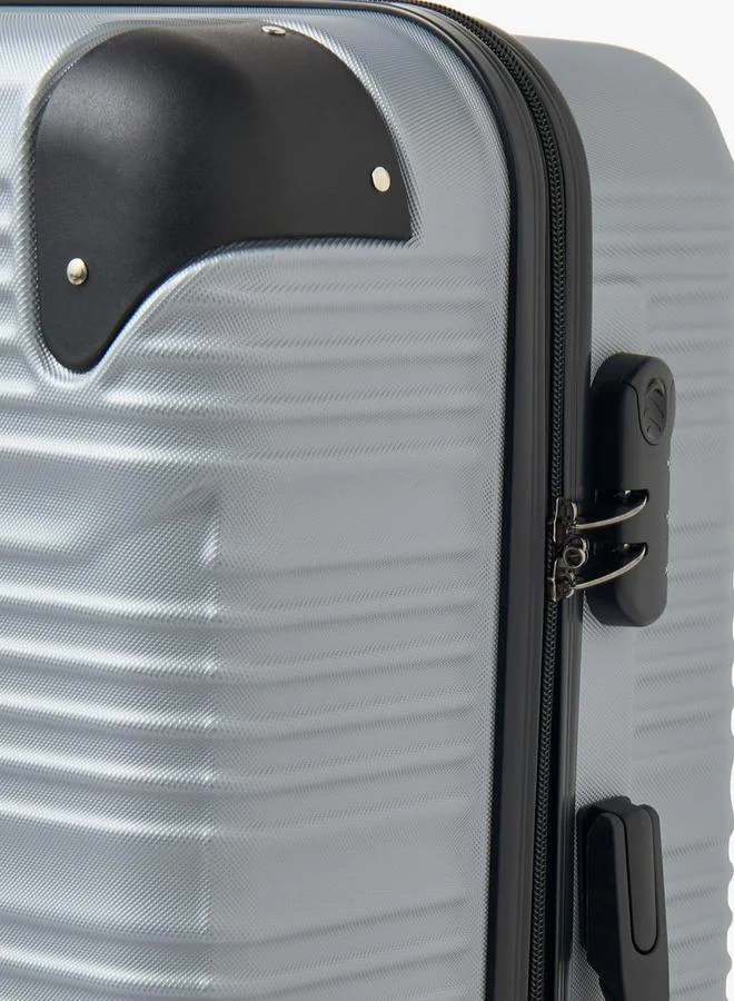Wave SILVER Textured Hardcase Luggage Trolley With Retractable Handle - 28 Inches Check-In Bag  | Best Price UAE