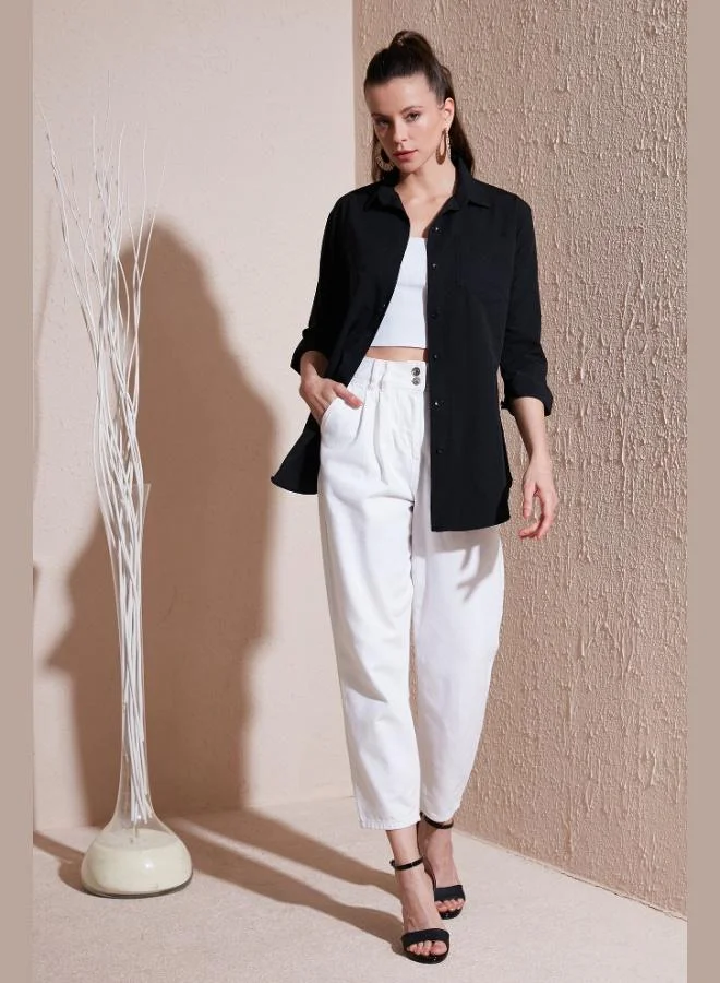 Lela Lela Cotton Regular Fit Single Pocket Shirt Women's SHIRT 4613001