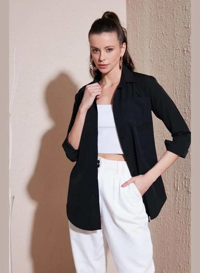 Lela Lela Cotton Regular Fit Single Pocket Shirt Women's SHIRT 4613001