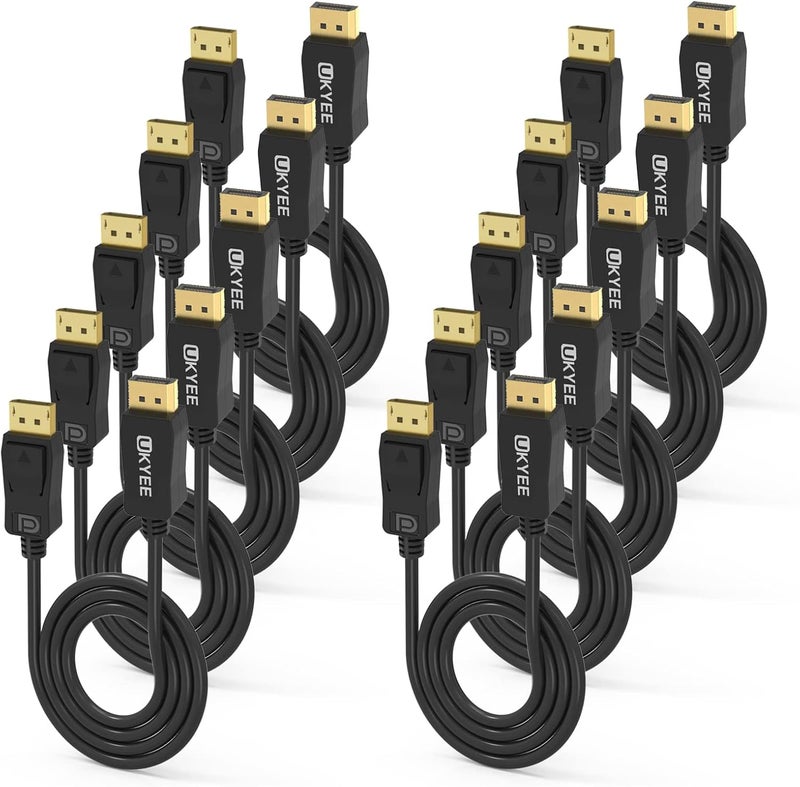 UKYEE Displayport to Displayport Monitor Cable 3ft 10-Pack - Image 1