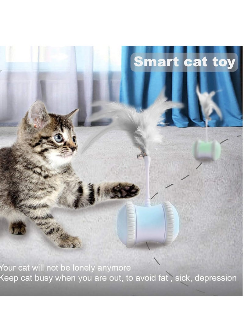 Automatic Cat Feather Toy, Indoor Interactive Electronic Pet Toy with Feather and Bell, 360° Rotating Ball Colorful Light Cat Toy for Cat/Mouse/Kitten Hunting Exercise, Grey - Image 2