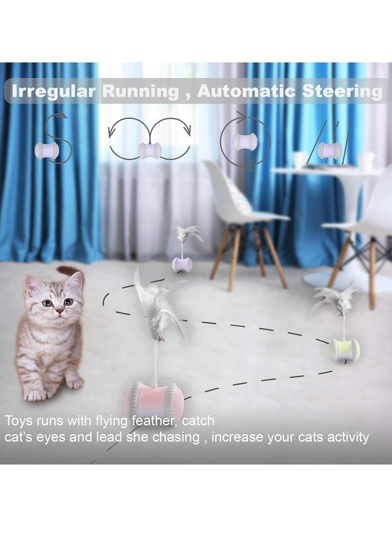 Automatic Cat Feather Toy, Indoor Interactive Electronic Pet Toy with Feather and Bell, 360° Rotating Ball Colorful Light Cat Toy for Cat/Mouse/Kitten Hunting Exercise, Grey - Image 3