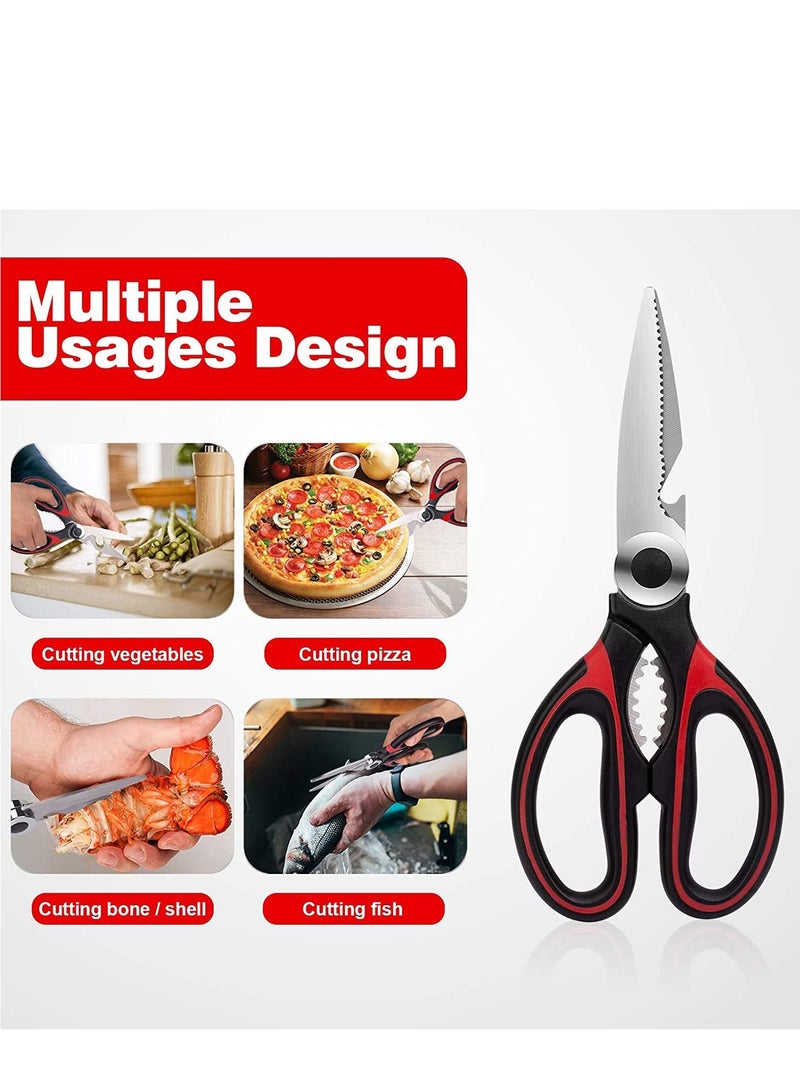SYOSI Kitchen Scissors, Kitchen Shears Multi-Purpose Non-Slip Sharp Stainless Steel, Kitchen Aid is Also Suitable for Poultry Scissors, Pizza Scissors, Fabric Scissors  - Image 4