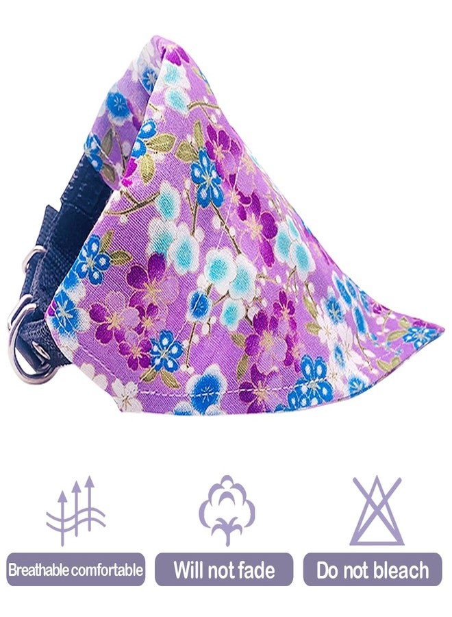 PET SHOW 4Pcs Small Dog Bandanas Slide on Collar Set Washable Cherry Blossoms Puppies Cat Bandanas Bibs Slip Through Collar Accessories for Boy Girl Small Medium Dogs Attach to Pet Colla,L - Image 3