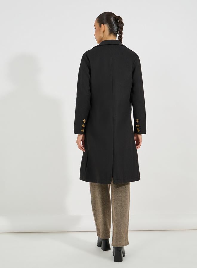 Styli Regular Fit Midi Length Wool Like Double Breasted Coat - Image 5