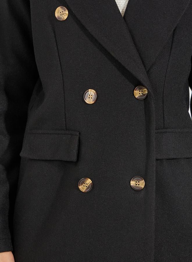 Styli Regular Fit Midi Length Wool Like Double Breasted Coat - Image 4