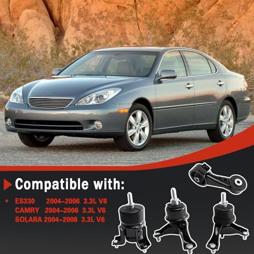 QRYIPPDM Engine Motor and Transmission Mount Kit Compatible with 2004-2006 ES330 3.3L V6 &2004-2006 Camry 3.3L V6 & 2004 2005 2006 2007 2008 Solara 3.3L V6 AUTO 4PCS OE: A4239HY A4236 A4212 A4207 - Image 3